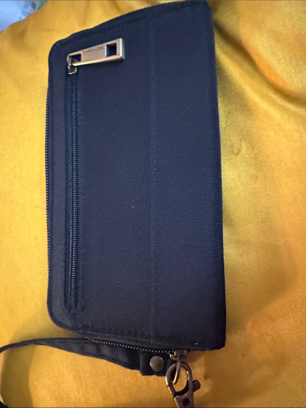 Travelon Black Wristlet Phone Wallet with Front Zip Pocket